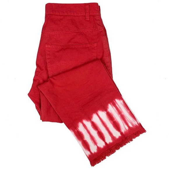 Vintage High-Rise Tie-Dye Raw-Hem Crop Flare Jeans - Picture 2 of 8